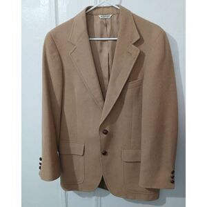 Vintage wallachs mens union made 100% camel hair tan blazer jacket size 40R